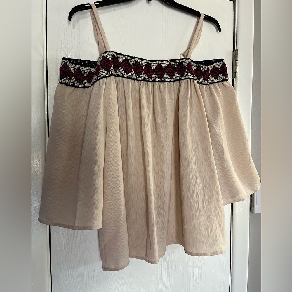 Cold shoulder cream boho blouse